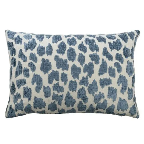 Charlotte 16x24 Chenille Animal Lumbar Pillow - Blue/Cream - The Piper Collection