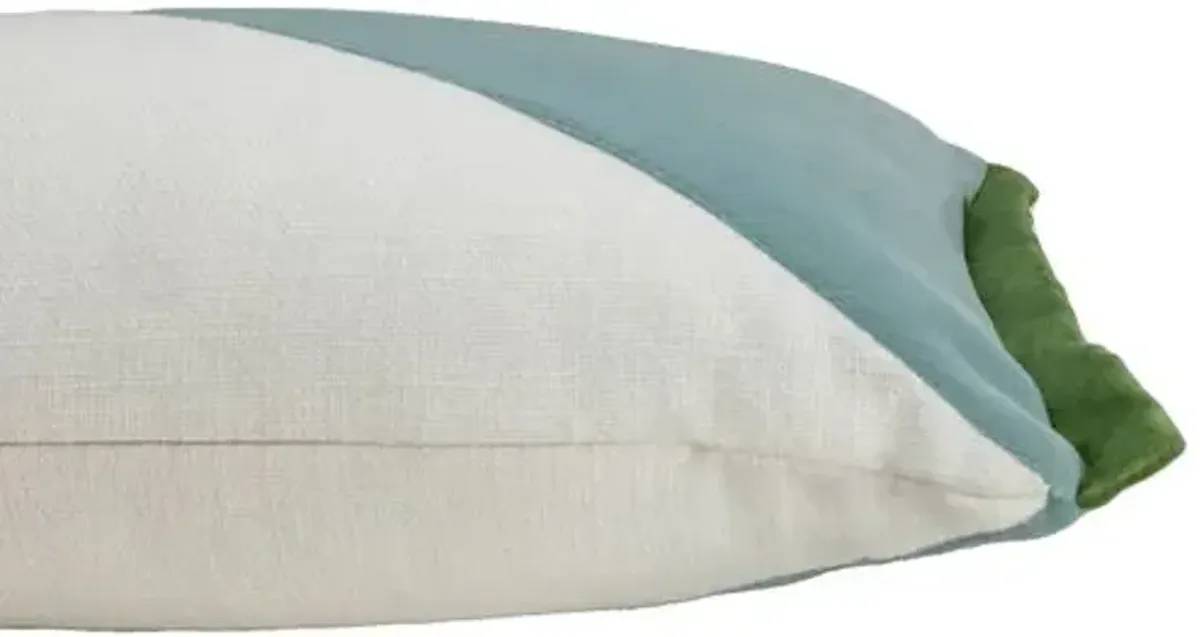 Noah 14x20 Colorblock Pillow - Aqua Velvet/Snow Linen - The Piper Collection