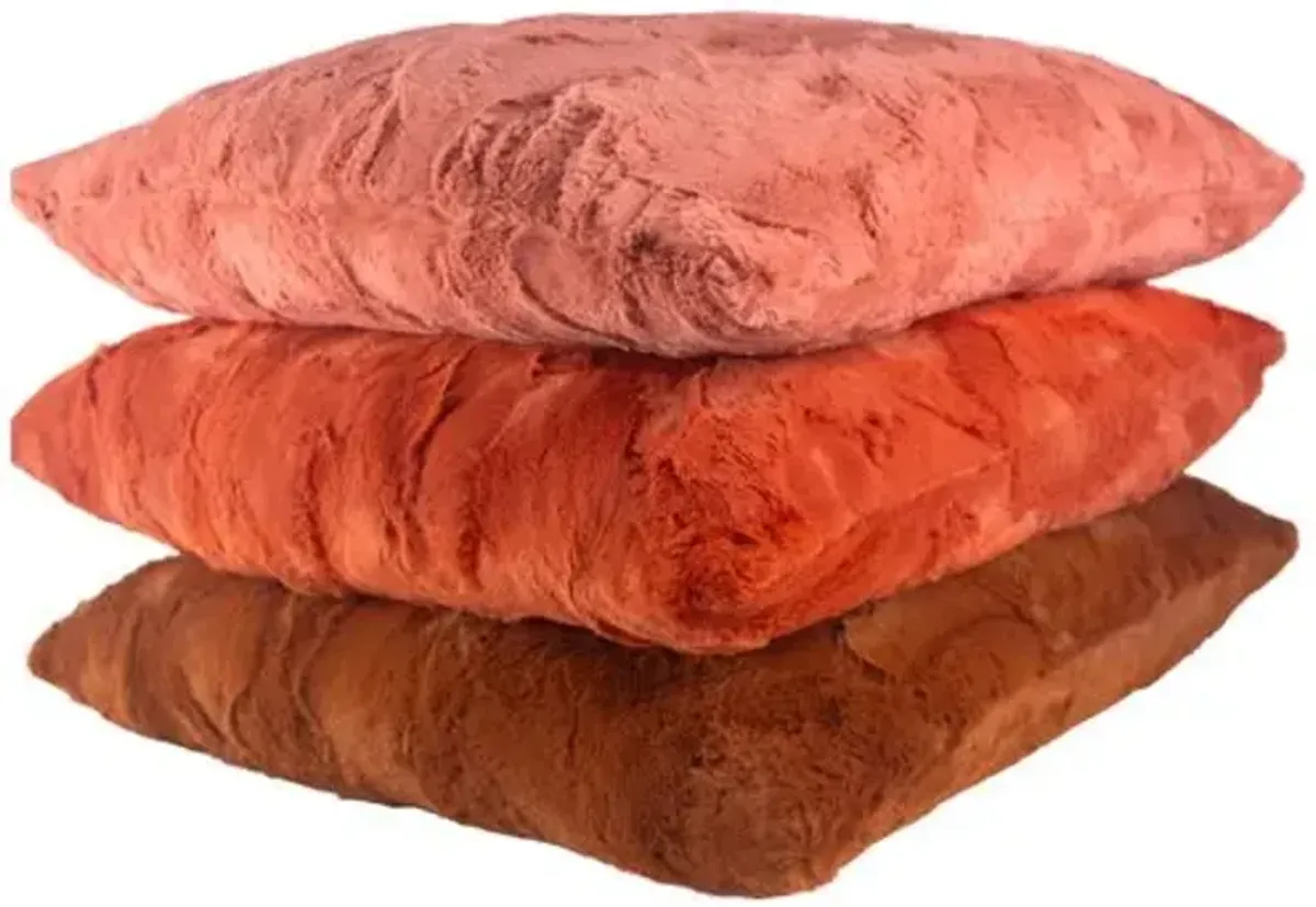 Isla 22x22 Faux Fur Pillow - Terra Cotta - The Piper Collection