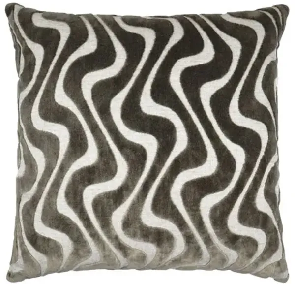 Isabell 22x22 Wavy Velvet Pillow - Brown/Tan - The Piper Collection