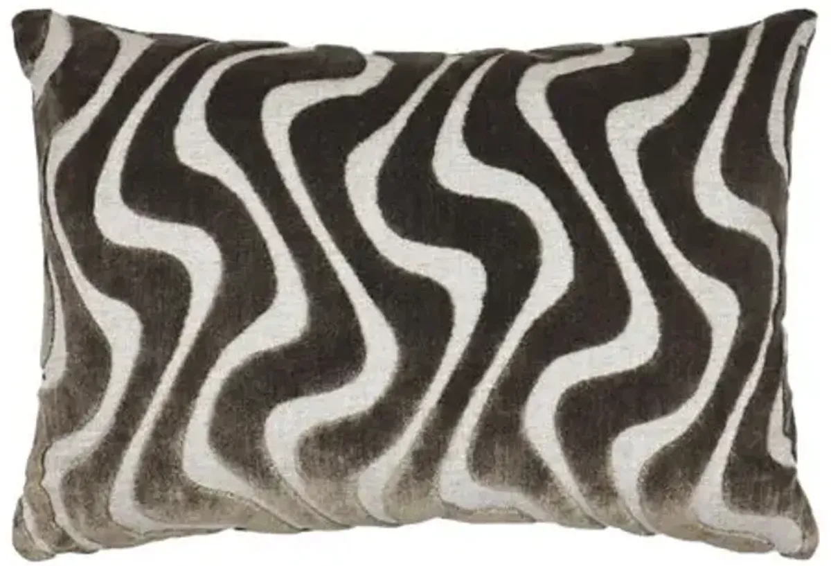 Isabell 14x20 Wavy Velvet Lumbar Pillow - Brown/Tan - The Piper Collection