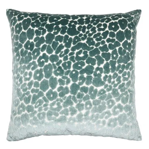 Madison 22x22 Leopard Velvet Pillow - Sea Green - The Piper Collection