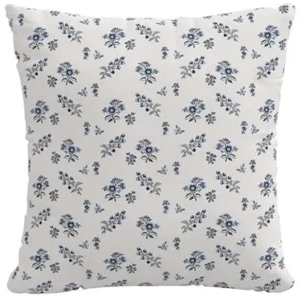 Izzy Ditsy Floral Pillow - White/Blue