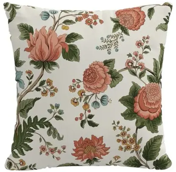 Melody Floral Pillow - Coral