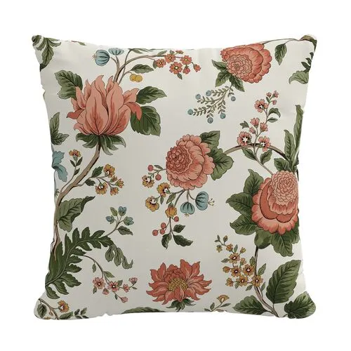 Melody Floral Pillow - Coral
