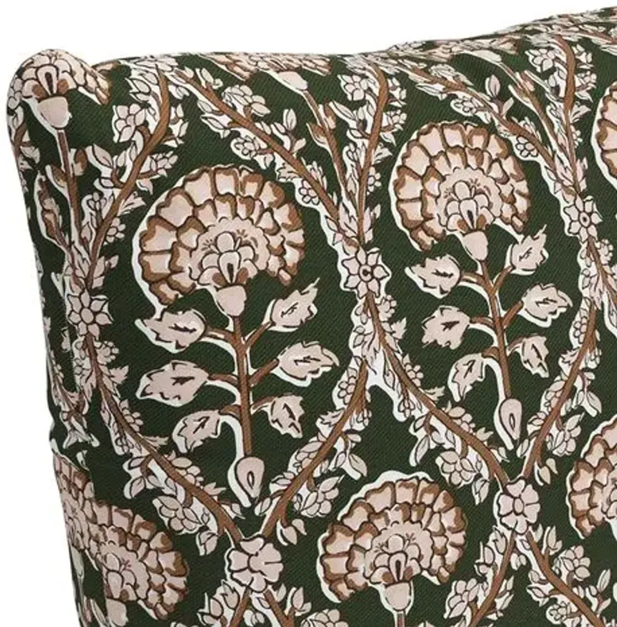 Tilly Floral Blockprint Pillow - Army/Blush