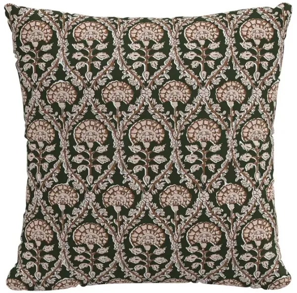 Tilly Floral Blockprint Pillow - Army/Blush