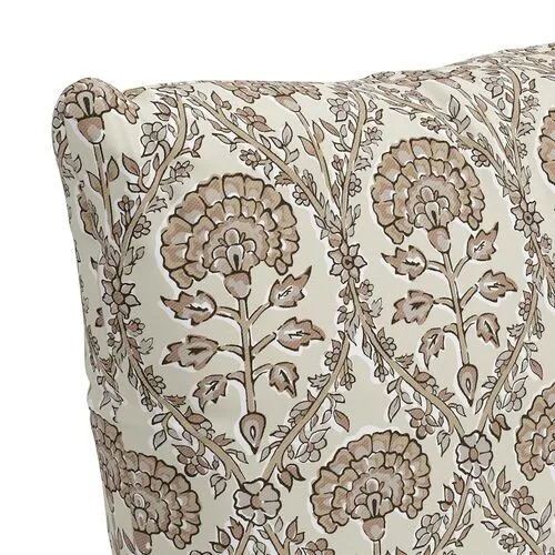 Tilly Floral Blockprint Pillow - Ivory