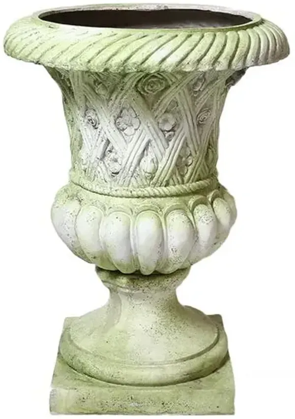 32" Lucio Planter - White Moss - Handcrafted - Beige - 32Hx24Lx24W in