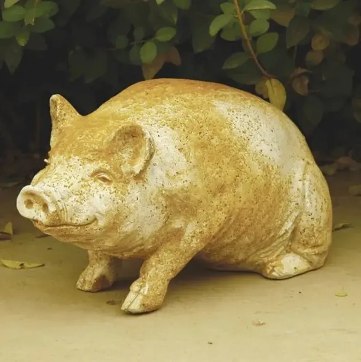 8" Wilber Pig Outdoor Statue - Pompeii - Handcrafted - Yellow