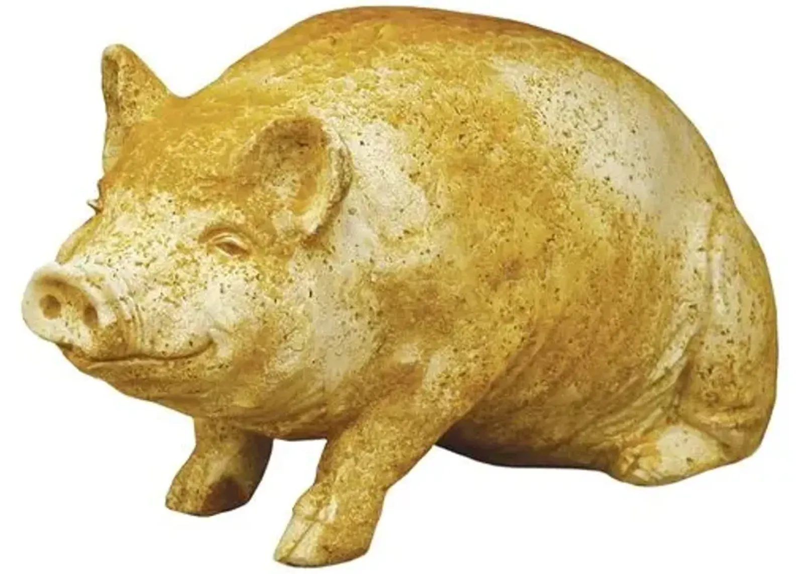 8" Wilber Pig Outdoor Statue - Pompeii - Handcrafted - Yellow