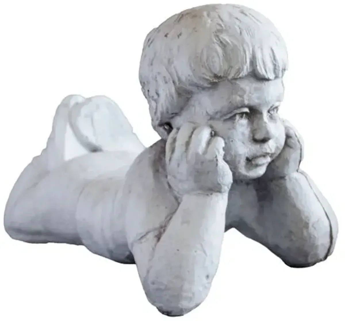 9" Day Dreamer Outdoor Statue - Cathedral White - Handcrafted