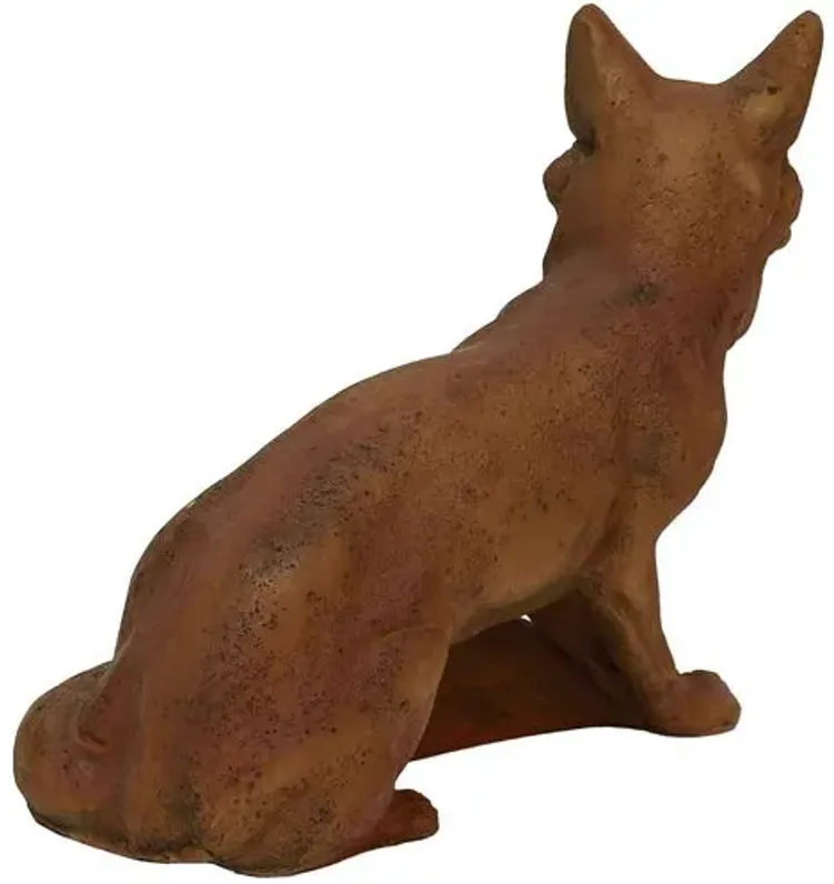 16" Fox Outdoor Statue - Handcrafted - Brown