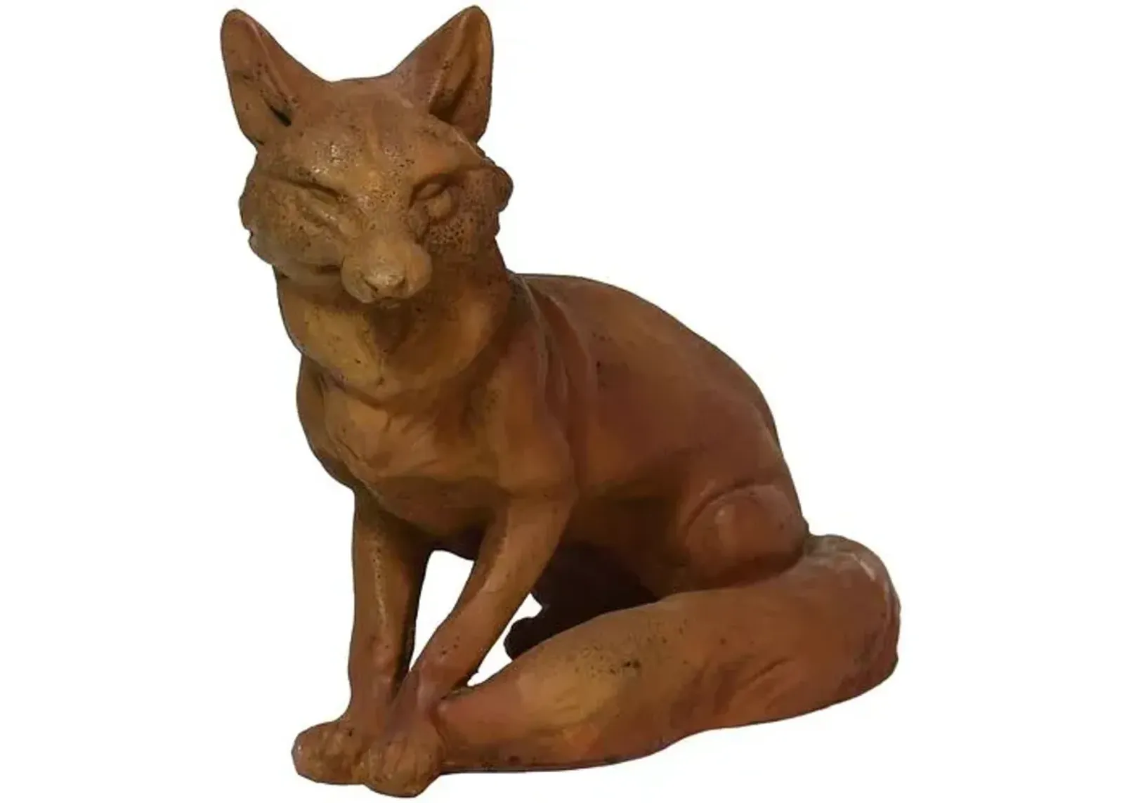 16" Fox Outdoor Statue - Handcrafted - Brown