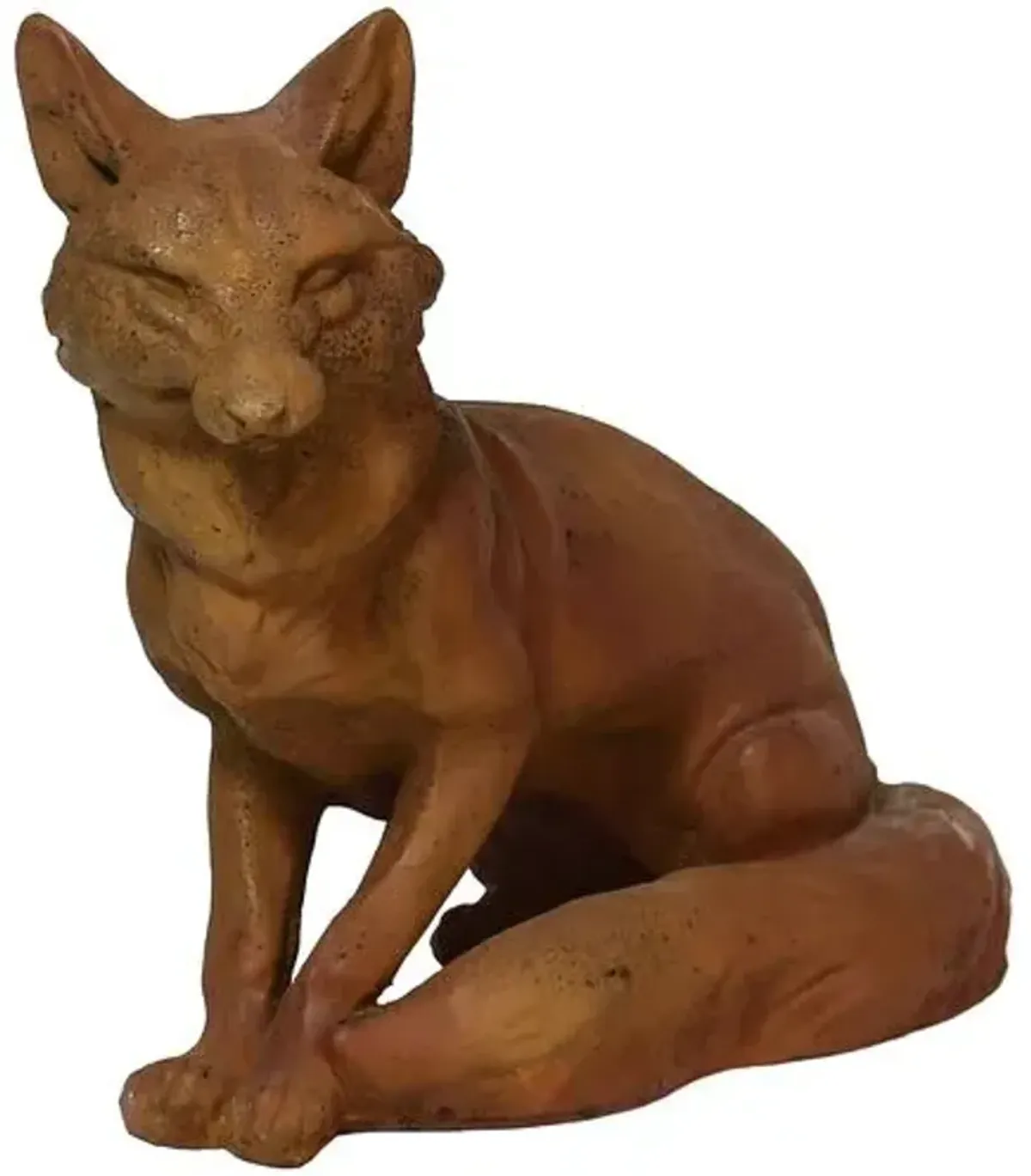 16" Fox Outdoor Statue - Handcrafted - Brown