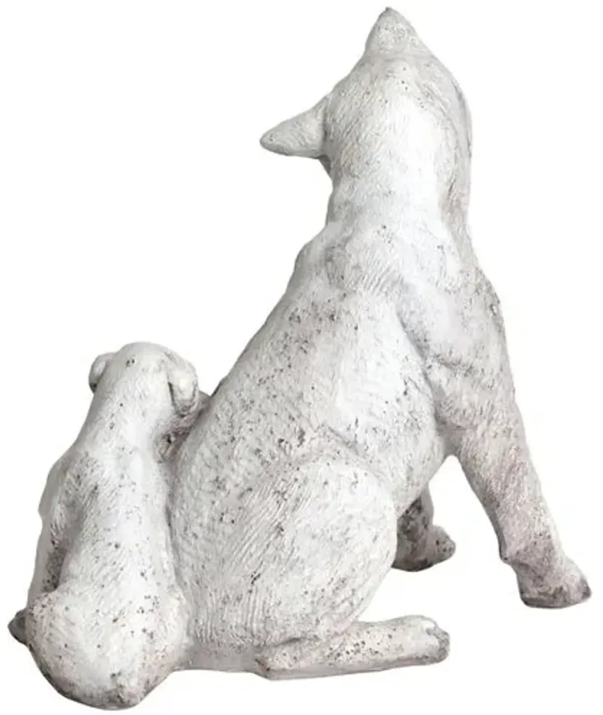 14" Boxer Dog and Pup Outdoor Statue - Handcrafted - White