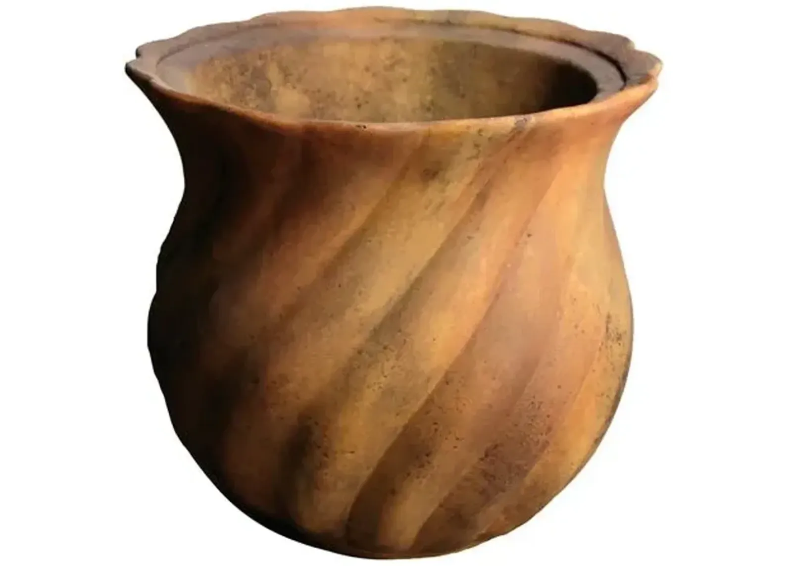 13" Swirly Pot - Sandstone - Handcrafted - Brown