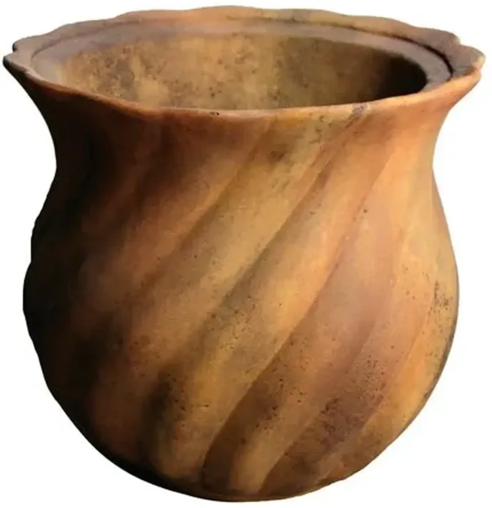 13" Swirly Pot - Sandstone - Handcrafted - Brown