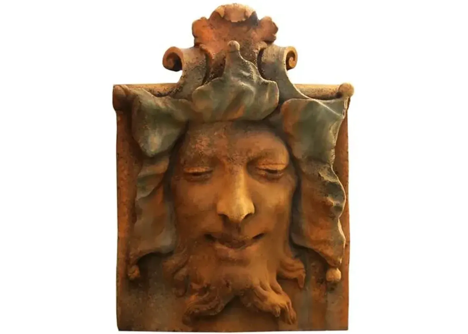 15" Heckling Green Man Plaque - Deep Sea - Handcrafted - Brown