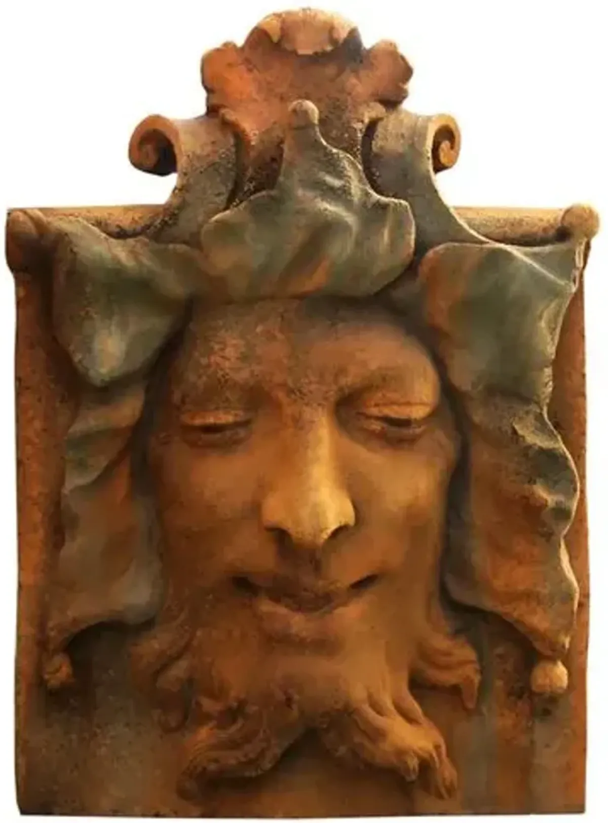 15" Heckling Green Man Plaque - Deep Sea - Handcrafted - Brown