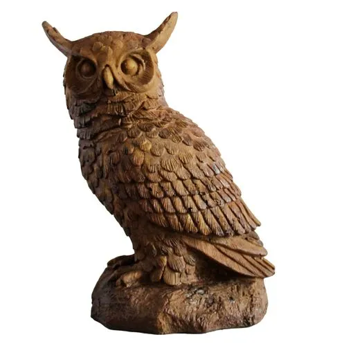 12" Hoot Owl Outdoor Statue - Brown