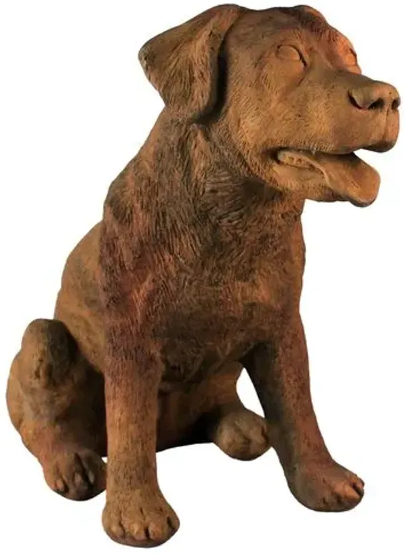 19" Old Barney Dog Outdoor Statue - Sandstone - Handcrafted - Brown