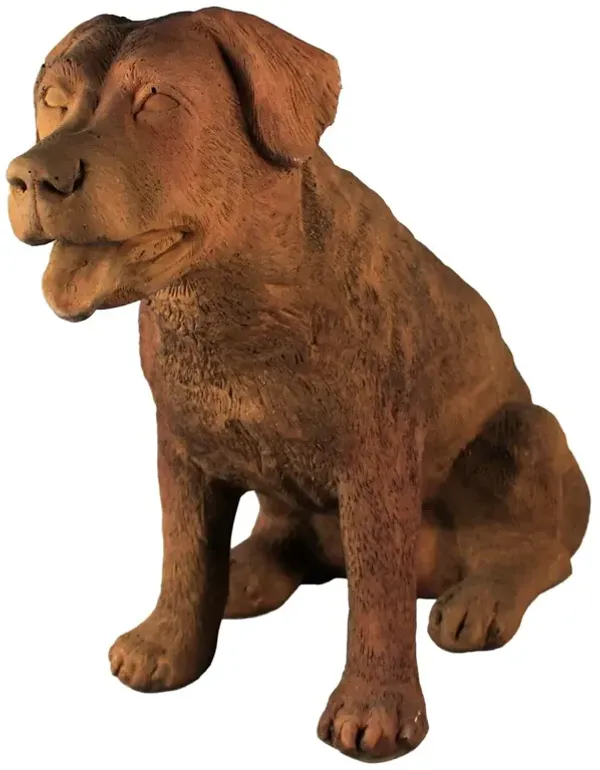 19" Old Barney Dog Outdoor Statue, Sandstone