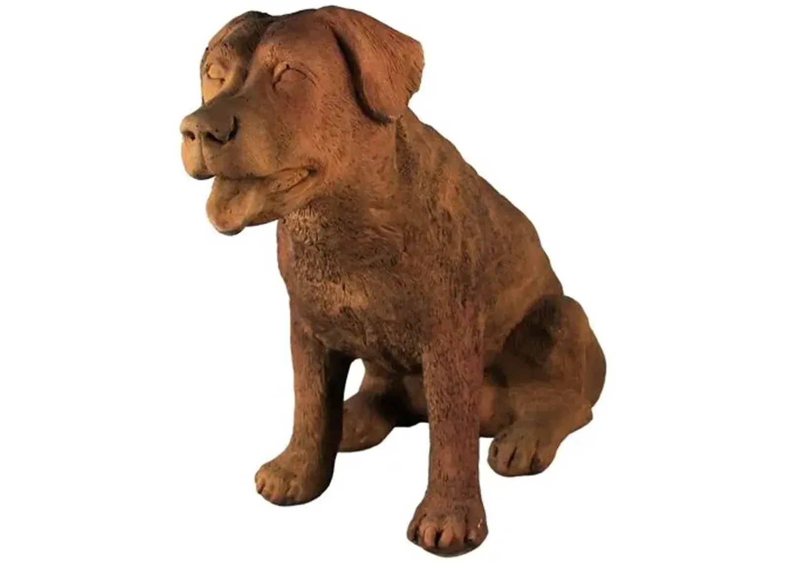 19" Old Barney Dog Outdoor Statue - Sandstone - Handcrafted - Brown