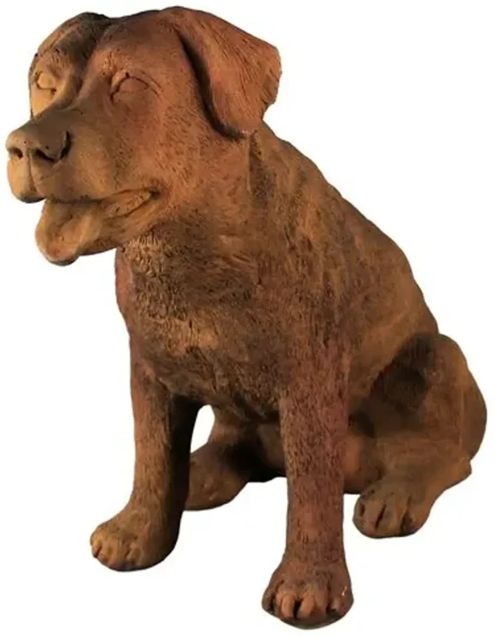 19" Old Barney Dog Outdoor Statue - Sandstone - Handcrafted - Brown