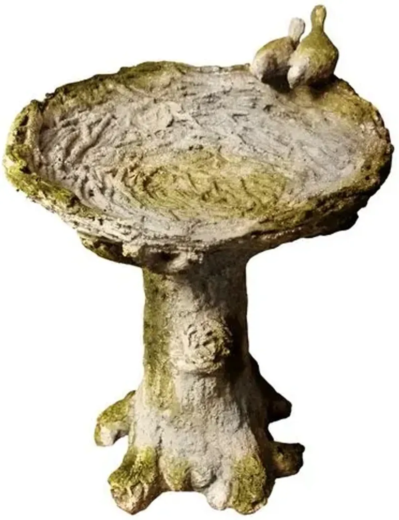 16" Nature's Small Birdbath - White Moss - Handcrafted - Beige