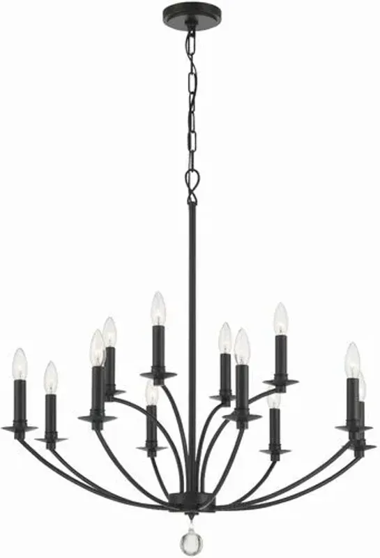 Mila 12-Light Chandelier - Black - Crystorama