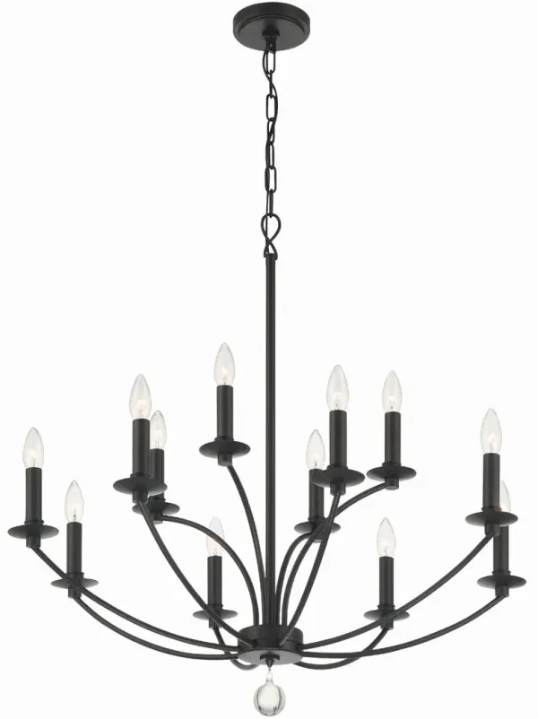 Mila 12-Light Chandelier - Black - Crystorama