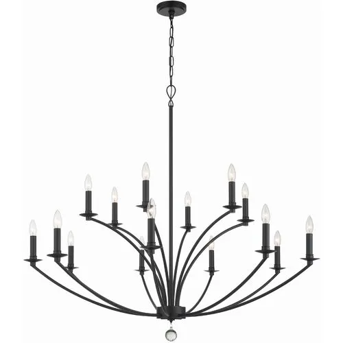 Mila 15-Light Chandelier - Black - Crystorama