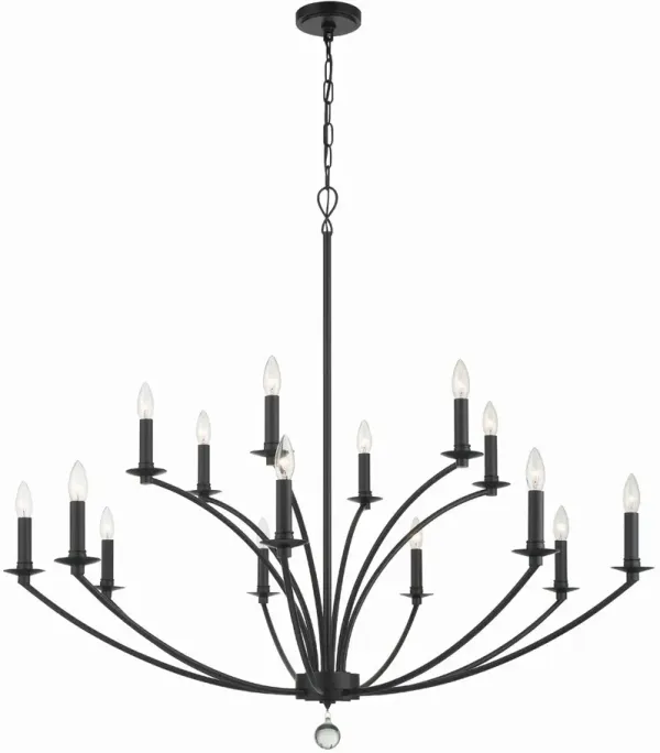 Mila 15-Light Chandelier - Black - Crystorama