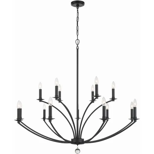 Mila 15-Light Chandelier - Black - Crystorama