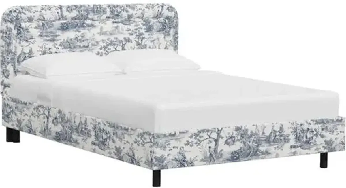 Daphne Platform Bed - Blue/White Chinoiserie, Comfortable & Durable