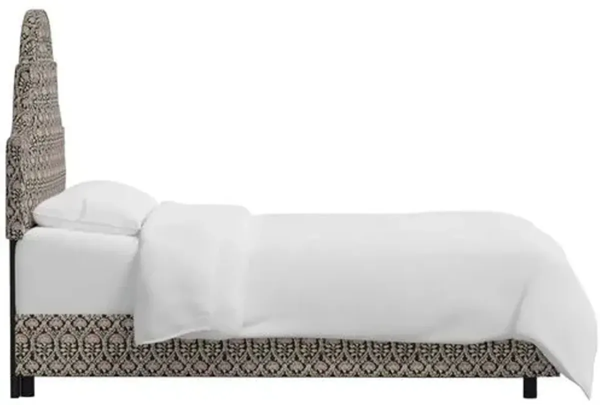 Kennedy Arched Bed - Army/Blush Floral Blockprint - Green - Exclusive