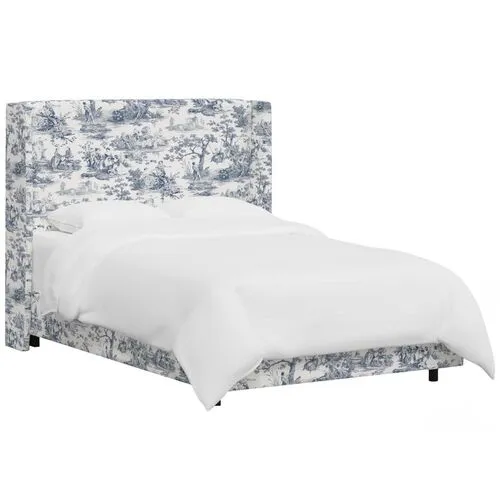 Kelly Wingback Bed - Blue/White Chinoiserie, Comfortable, Durable