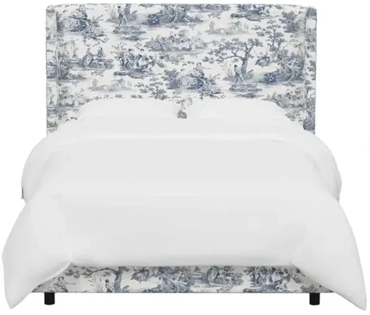 Kelly Wingback Bed - Blue/White Chinoiserie, Comfortable, Durable