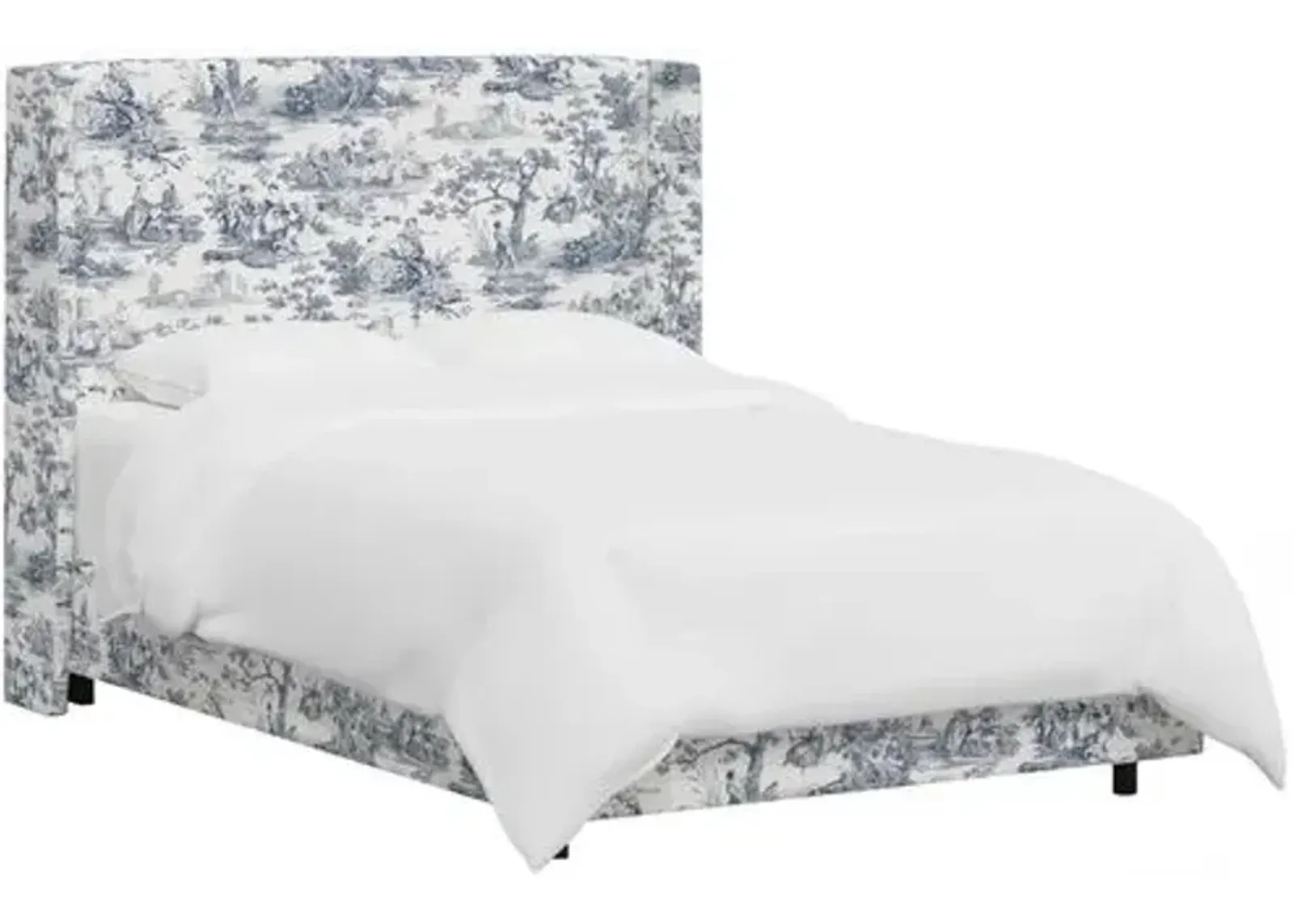 Kelly Wingback Bed - Blue/White Chinoiserie, Comfortable, Durable