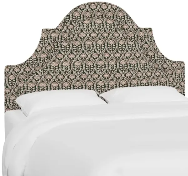 Kennedy Arched Headboard, Army/Blush Floral Blockprint