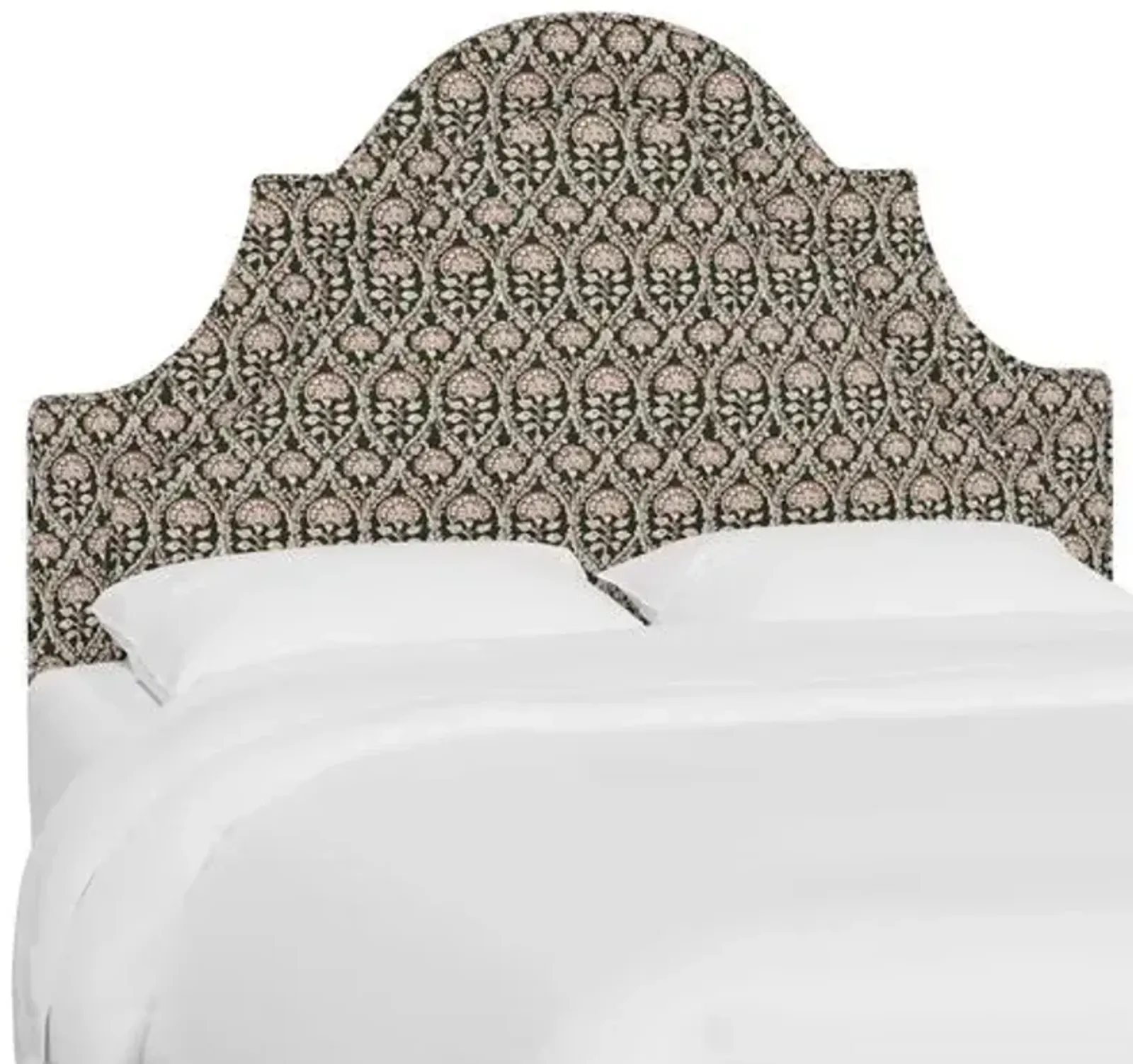 Kennedy Arched Headboard - Army/Blush Floral Blockprint - Green