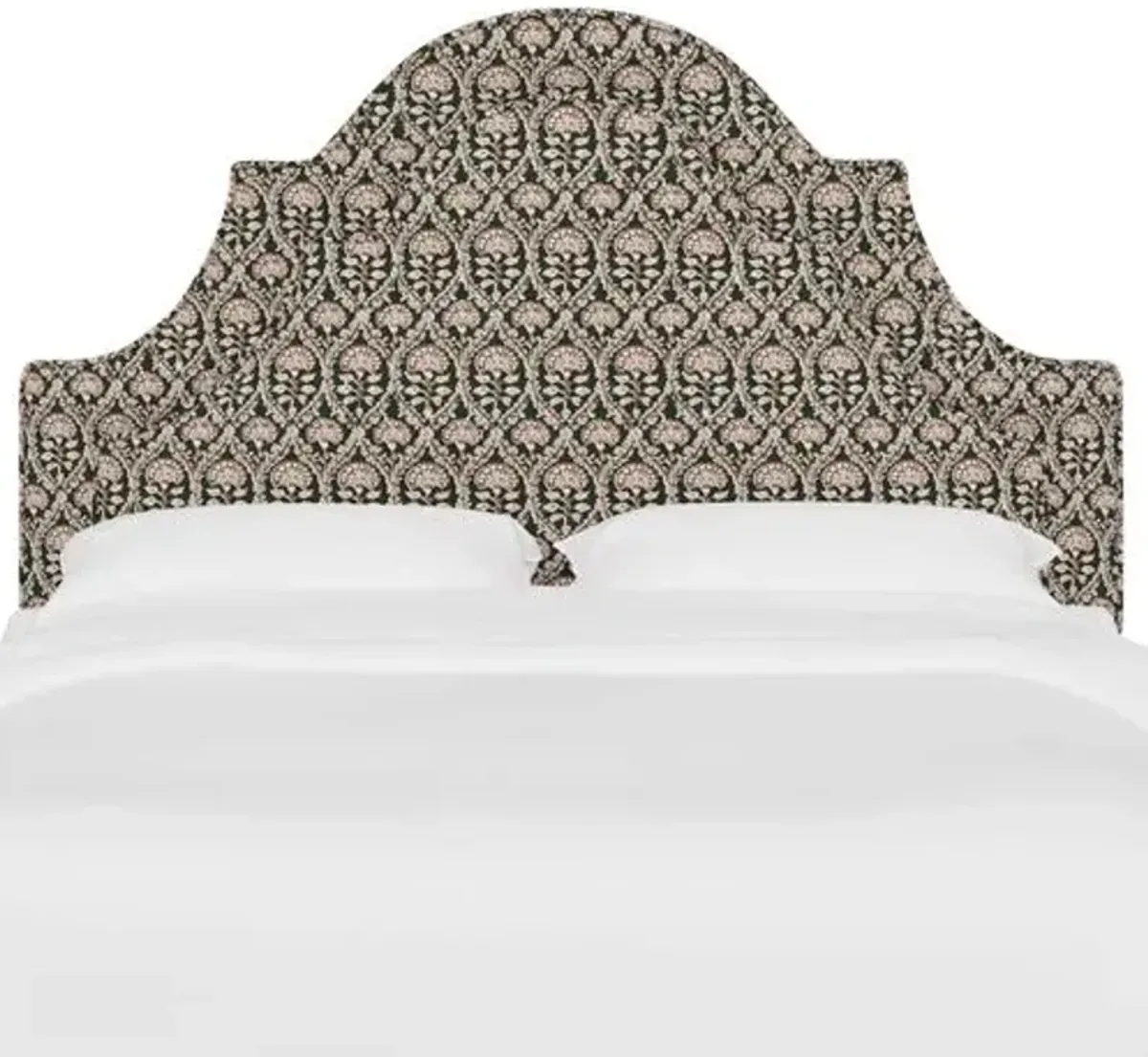 Kennedy Arched Headboard - Army/Blush Floral Blockprint - Green