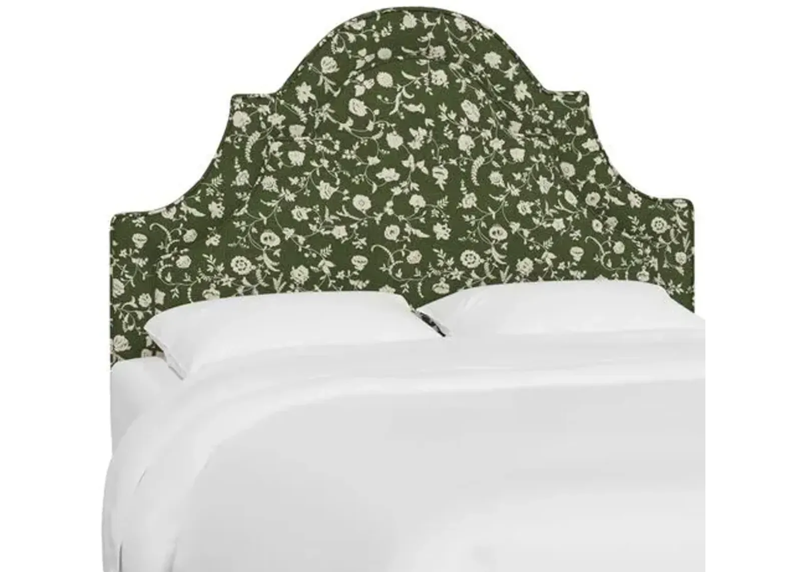 Kennedy Arched Headboard - Olive Floral - Green