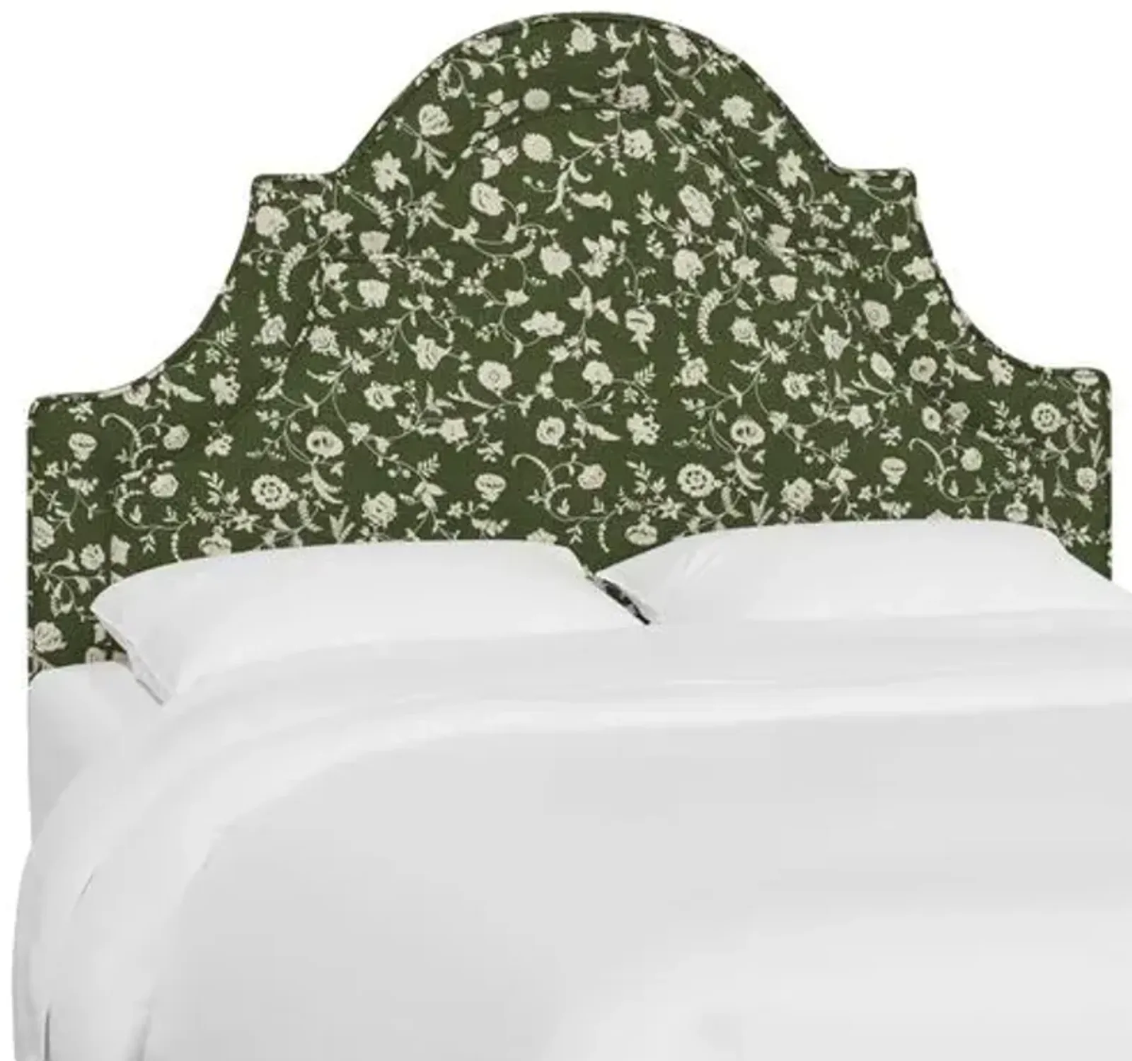 Kennedy Arched Headboard - Olive Floral - Green