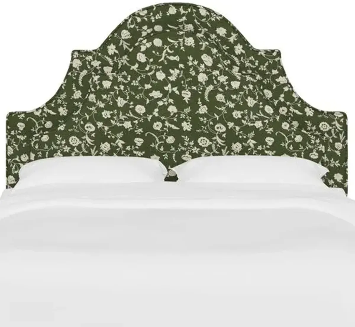 Kennedy Arched Headboard - Olive Floral - Green