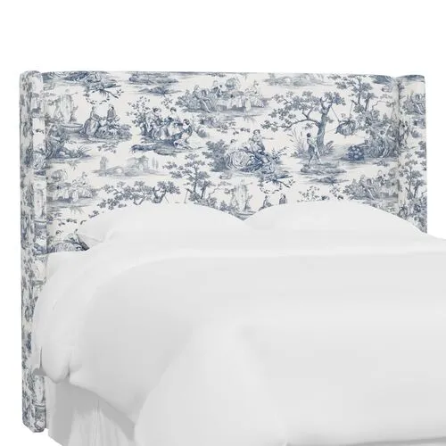 Kelly Wingback Headboard - Blue/White Chinoiserie