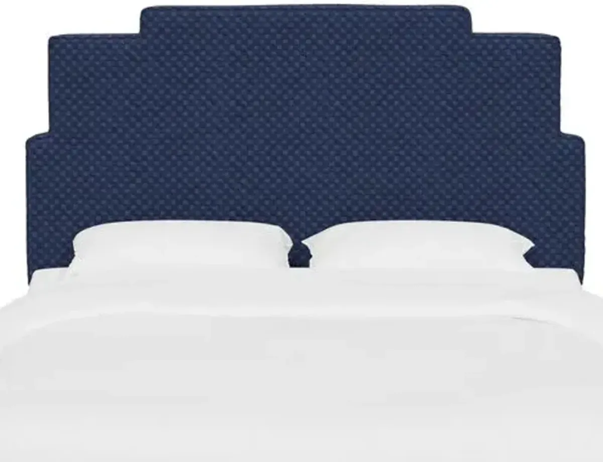 Paxton Headboard - Velvet Checker - Blue