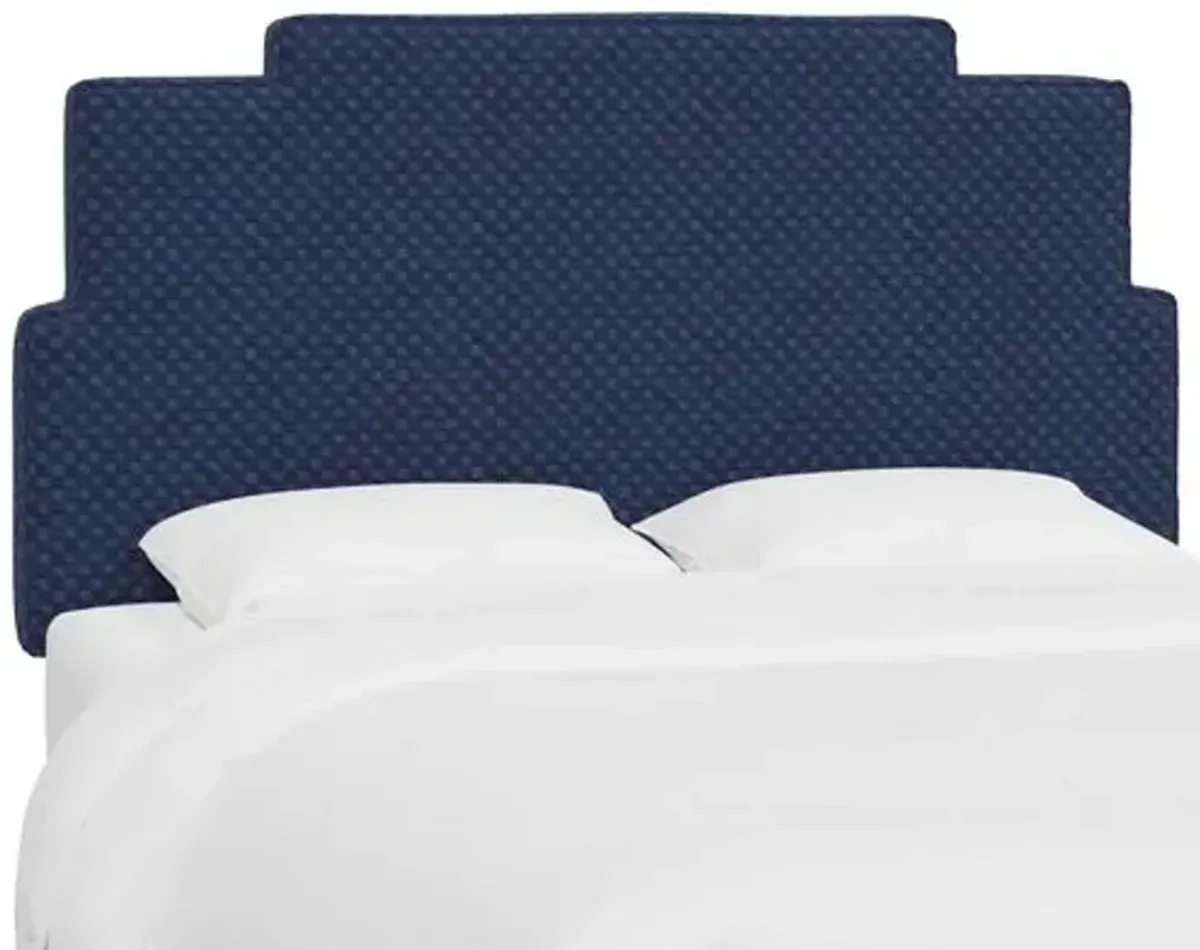 Paxton Headboard - Velvet Checker - Blue