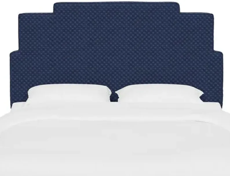 Paxton Headboard - Velvet Checker - Blue